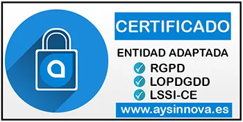 AYS INNOVA - Certificado Entidad Adaptada RGPD, LOPDGDD y LSSI-CE